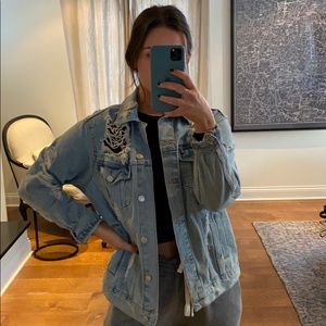 Topshop Distressed Denim Jacket